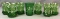 Group of 7 handpainted green drinking glasses