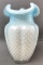 Opalescent blue mother of pearl patterned vase