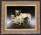 Oil painting on canvas of Dogs in gilded frame