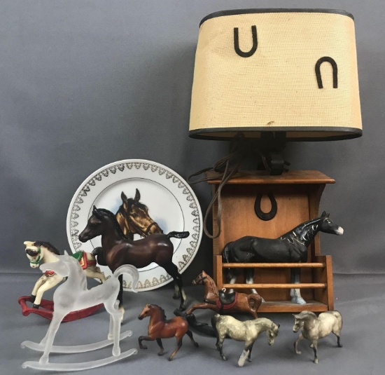 Group of 9 pieces of Horse themed decor