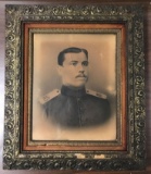 Ornate Framed Portrait, Man in Military Uniform