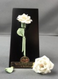 Lladro Flores porcelain flowers on wood base