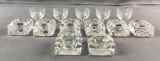 Group of 13 glass candleholders and miniature stemware