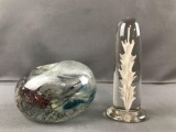 Group of 2 Unique Glass Paperweights