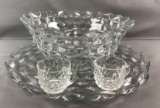 14 piece American Fostoria Punch Bowl Set