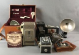 Group of 6 vintage cameras and accessories