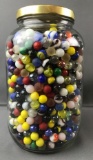 Large jar of vintage marbles