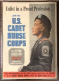 Vintage 1943 US Cadet Nurse Corps Framed recruiting poster