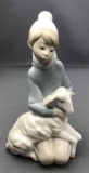 Lladro boy with lamb porcelain figurine