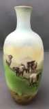 Royal Bayreuth antique tapestry vase with sheep