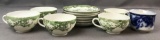 Group of 12 pieces hand painted porcelain teacups and saucers