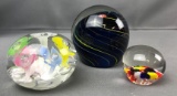 Group of 3 glass paperweights