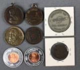 Group of 8 tokens and medals