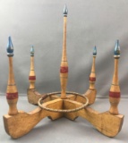 Antique primitive wooden ring toss game