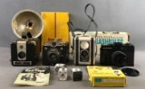 Group of 10+ pieces vintage cameras and equipment