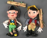 Group of 2 vintage Japanese made marionettes