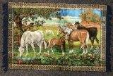 Equestrian themed Italian velvet tapestry