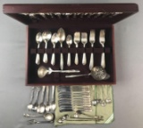 Group of 90+ pieces of Flatware set in velvet lined box