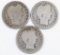 Group of (3) Barber Silver Quarters.