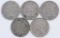 Group of (5) Three Cent Piece Nickels.