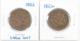 Group of (2) Braided Hair Large Cents.