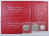 Group of (3) 1976 3-Coin 40% Silver Bicentennial Uncirculated Sets.