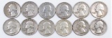 Group of (12) Washington Silver Quarters.