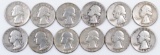 Group of (12) Washington Silver Quarters.