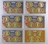 Group of (6) 4-Coin U.S. Presidential Dollar Proof Sets.