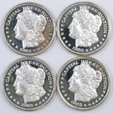 Group of (4) 1983 Capital Preservation 1 Troy Ounce .999 Fine Silver Art Rounds.