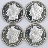 Group of (4) 1983 Capital Preservation 1 Troy Ounce .999 Fine Silver Art Rounds.
