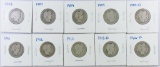 Group of (10) Barber Silver Quarters.