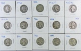 Group of (15) Washington Silver Quarters.