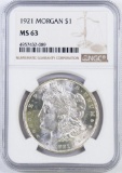 1921 P Morgan Silver Dollar (NGC) MS63.