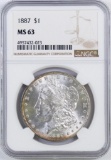 1887 P Morgan Silver Dollar (NGC) MS63.