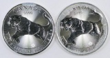Group of (2) 2016 Canada $5 One Ounce .9999 Fine Silver Cougar.