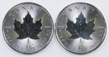 Group of (2) 2018 Canada $5 Maple Leaf One Ounce .9999 Fine Silver.