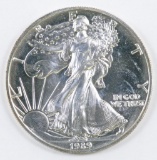1989 $1 American Silver Eagle One Ounce Fine Silver Round.