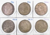 Group of (6) Morgan Silver Dollars.