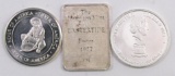 Group of (3) 1 Ounce .999 Fine Silver Rounds / Ingot.