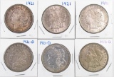 Group of (6) Morgan Silver Dollars.