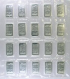 Group of (20) Johnson Matthey One Ounce .999 Fine Silver Ingots / Bars.