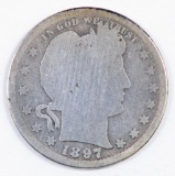 1897 S Barber Silver Quarter.