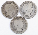 Group of (3) Barber Silver Quarters.