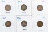 Group of (6) Indian Head Cents.