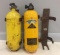 Group of 2 Firefighters Vintage Compressed Air Tanks with holders