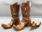 Vintage Carved Wood Cowboy Boots