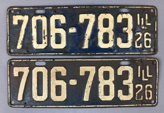 Vintage Vehicles License Plates 1926 Illinois