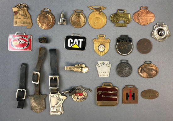 Group of 25 Vintage Watch Fobs Tags, pins and more