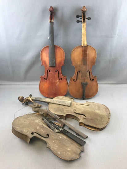 Group of Vintage Violins/parts